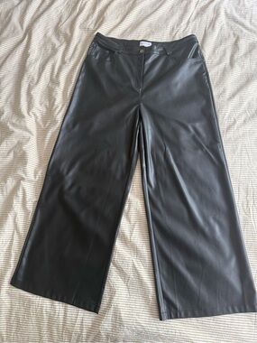 Lucy Paris Adler Black Faux Leather Pants with Button Front